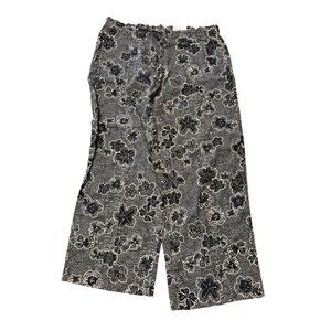 Sonoma Wide Leg Mid Rise Linen Blend Easy Care Pants Black White Size 0X